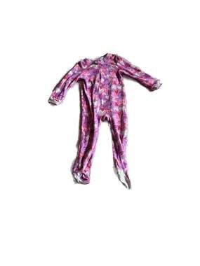 Kidgets Toddler Girls Purple Heart Print Fleece Footie Pajamas